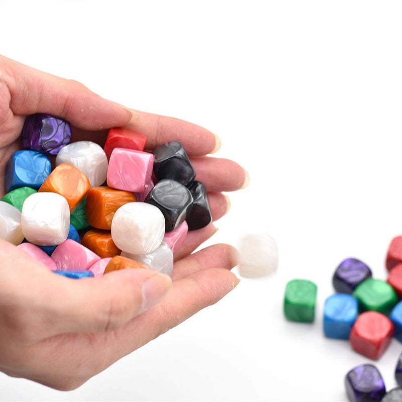 HD DICE 48 Pcs Blank DIY Dice Cubes, 16mm, 8 Colors, Acrylic, Hexahedron, Multicolor, Games - Image 4